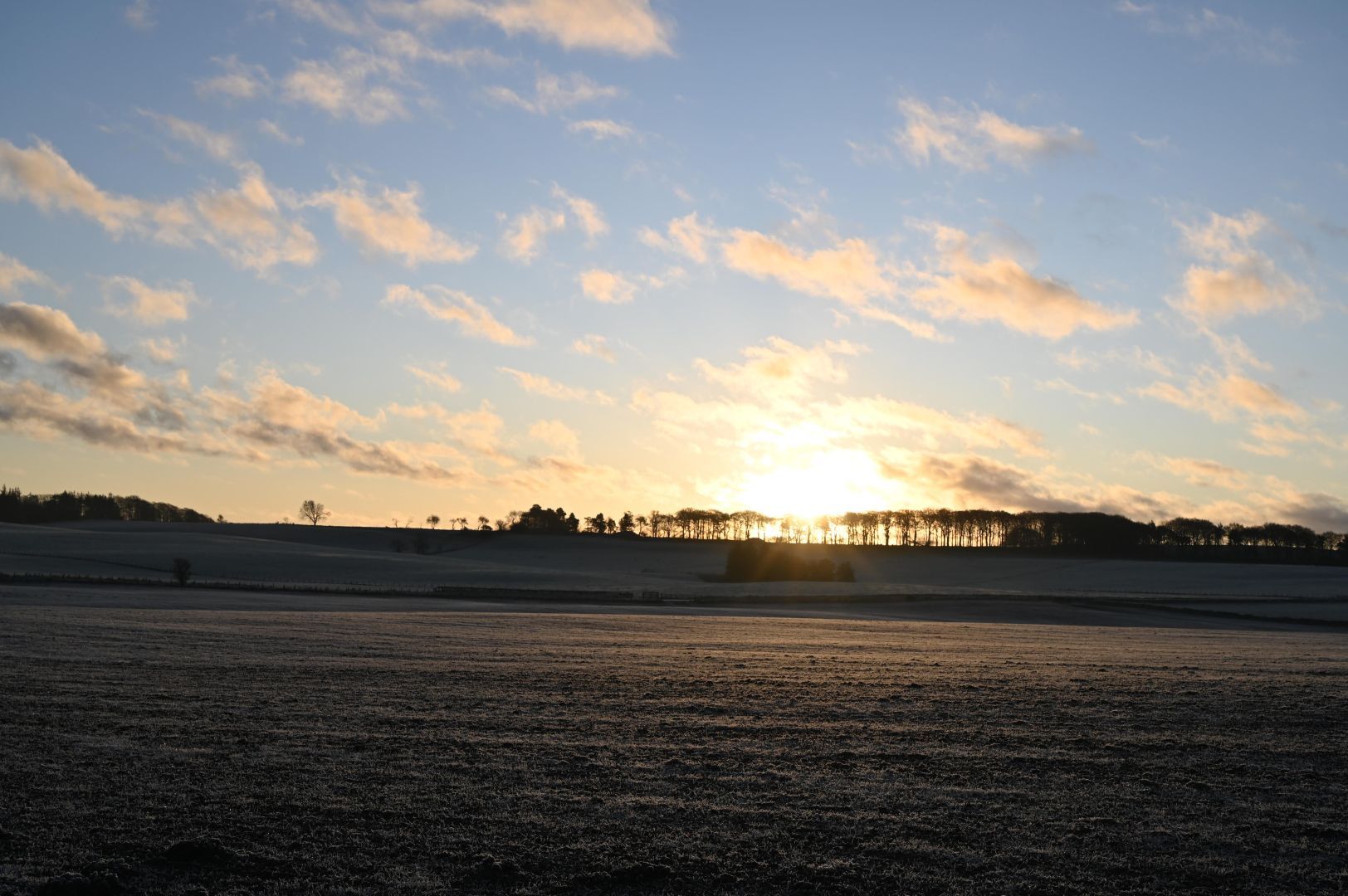 Sunrising over a very cold field